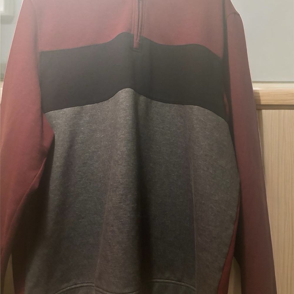 Club Room Men's Zip-Up Sweater - Maroon, Black, and Gray